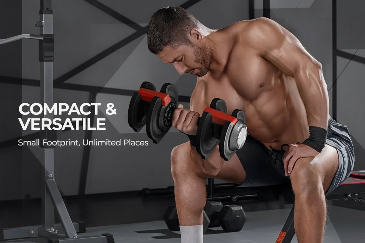 SwiftTrend™ Adjustable Dumbbell Set – 40LB Quick-Select Weights with Anti-Slip Handle & Storage Tray