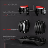 SwiftTrend™ Adjustable Dumbbell Set – 40LB Quick-Select Weights with Anti-Slip Handle & Storage Tray