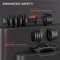 SwiftTrend™ Adjustable Dumbbell Set – 40LB Quick-Select Weights with Anti-Slip Handle & Storage Tray